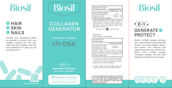 Natural Factors, BioSil, Collagen Generator, 30 Vegetarian Capsules