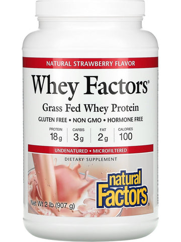 Natural Factors, Grass Fed Whey Protein, Strawberry, 2 lb