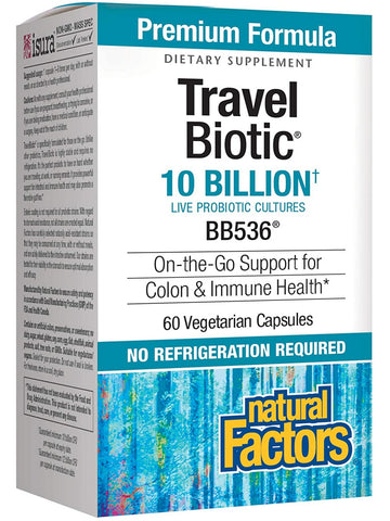 Natural Factors, TravelBiotic® BB536® 10 Billion, 60 Vegetarian Capsules
