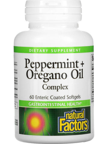 Natural Factors, Peppermint + Oregano Oil, 60 Enteric Coated Softgels