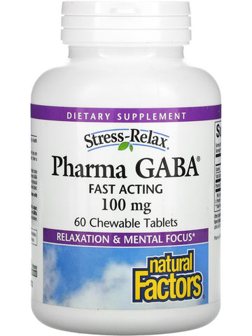 Natural Factors, Pharma GABA® 100 mg, Tropical, 60 Chewable Tablets