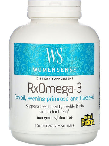 Natural Factors, RxOmega-3 Fish Oil, Evening Primrose, and Flaxseed Enteripure®, 120 Enteripure Softgels