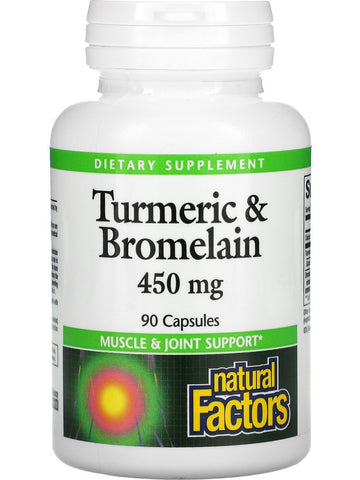 Natural Factors, Turmeric & Bromelain 300 mg & 150 mg, 90 Capsules