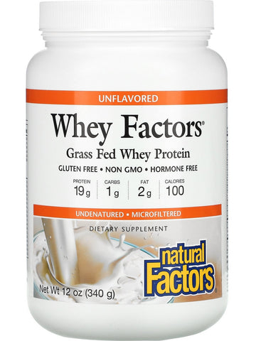 Natural Factors, Grass Fed Whey Protein, Unflavored, 12 oz
