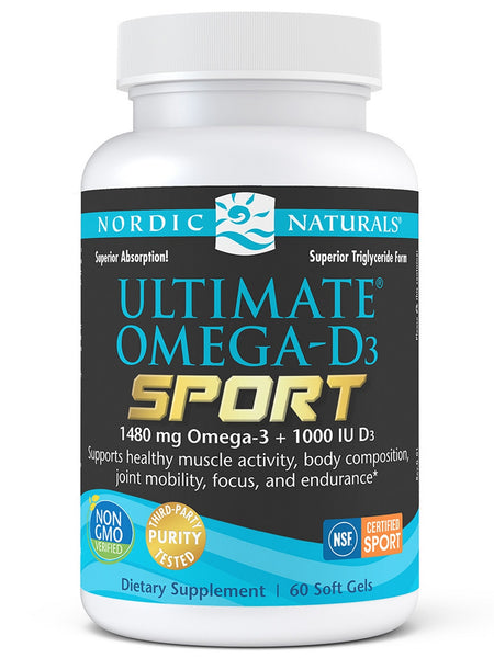 Nordic Naturals, Ultimate Omega®-D3 Sport, Lemon, 60 Soft Gels