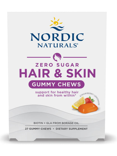 Nordic Naturals, Zero Sugar Hair & Skin Gummies, 27 Gummy Chews