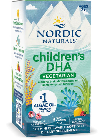 Nordic Naturals, Children's DHA Vegetarian, 375 mg, 120 Mini Chewable Soft Gels