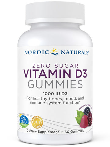 Nordic Naturals, Zero Sugar Vitamin D3 Gummies, Wild Berry, 60 Gummies