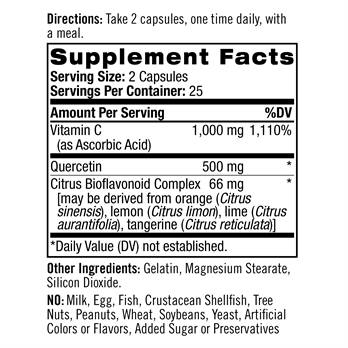 Natrol, Quercetin, 500mg plus Vitamin C & Citrus Bioflavonoids, 50 ct