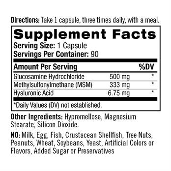 Natrol, Hyaluronic Acid Vegetarian with MSM & Glucosamine, 90 ct