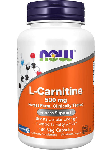 NOW Foods, L-Carnitine 500 mg, 180 veg capsules
