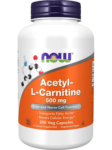 NOW Foods, Acetyl-L-Carnitine 500Mg, 200 veg capsules
