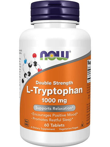 NOW Foods, L-Tryptophan, Double Strength 1000 mg, 60 tablets