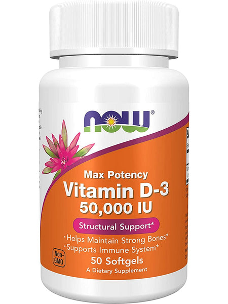 NOW Foods, Vitamin D-3 50,000 IU, 50 softgels
