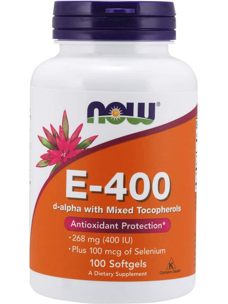 NOW Foods, E-400 IU d-alpha with Mixed Tocopherols, 100 softgels