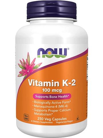 NOW Foods, Vitamin K-2 100 mcg, 250 veg capsules