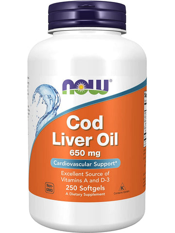 NOW Foods, Cod Liver Oil 650 mg, 250 softgels