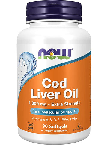 NOW Foods, Cod Liver Oil, Extra Strength 1,000 mg, 90 softgels