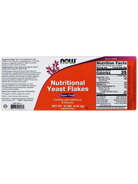 NOW Foods, Nutritional Yeast Flakes, 10 lbs