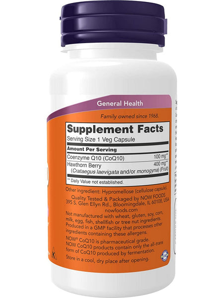 NOW Foods, CoQ10 100 mg with Hawthorn Berry, 90 veg capsules