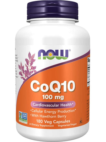NOW Foods, CoQ10 100 mg with Hawthorn Berry, 180 veg capsules