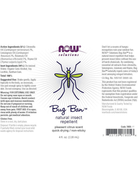 NOW Foods, Bug Ban™ Natural Insect Repellent, 4 fl oz