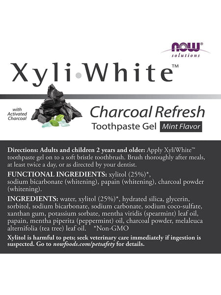 NOW Foods, XyliWhite™, Charcoal Refresh Toothpaste Gel with Mint Flavor, 6.4 oz