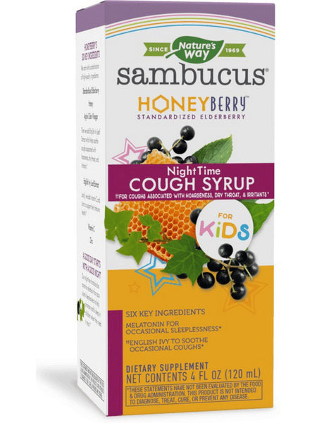 Nature's Way, Sambucus HoneyBerry NightTime Cough Syrup for Kids, 4 fl oz