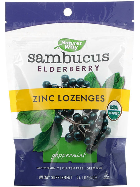 Nature's Way, Organic Sambucus Zinc Lozenges (Peppermint), 24 lozenges