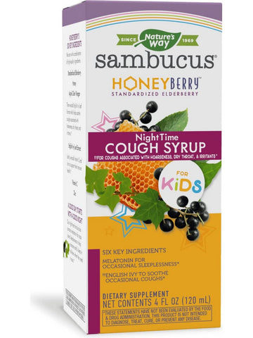Nature's Way, Sambucus HoneyBerry NightTime Cough Syrup, 4 fl oz