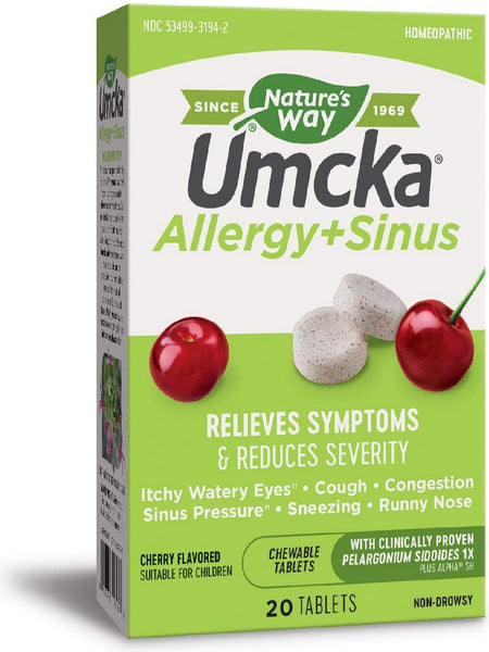 Nature's Way, Umcka® Allergy & Sinus, 20 chewable tablets