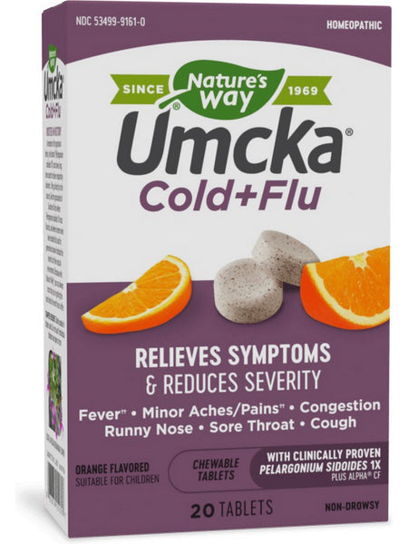 Nature's Way, Umcka® Cold+Flu Orange Chewable, 20 tablets