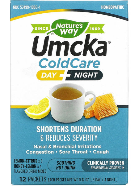 Nature's Way, Umcka® Day + Night Hot Drink (Lemon), 12 packets