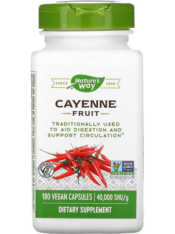 Nature's Way, Cayenne Pepper 40,000 SHU Potency, 180 vegan capsules