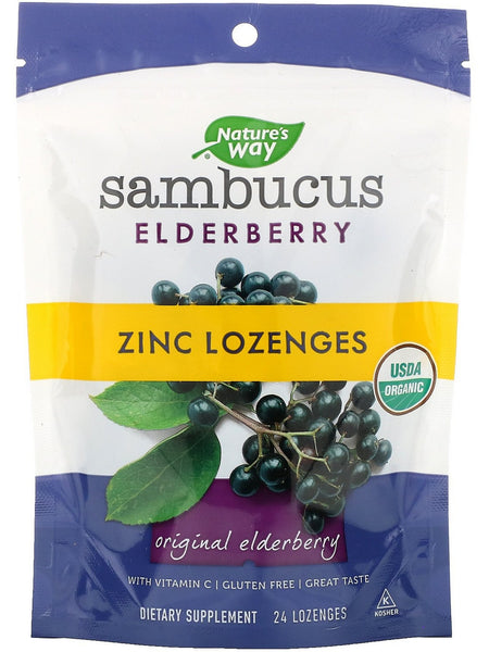 Nature's Way, Organic Sambucus Zinc Lozenges, 24 lozenges