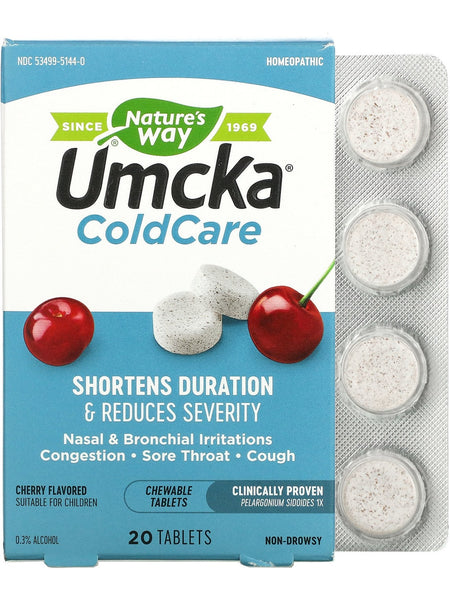 Nature's Way, Umcka® ColdCare Cherry Chewable, 20 tablets