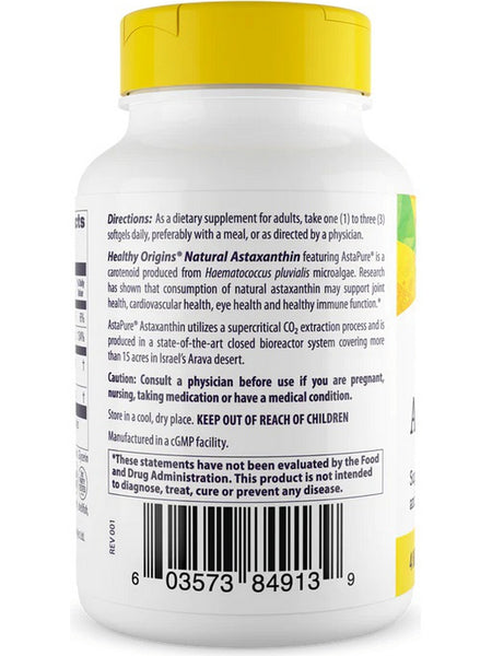 Healthy Origins, Natural Astaxanthin, 4 mg, 60 Softgels