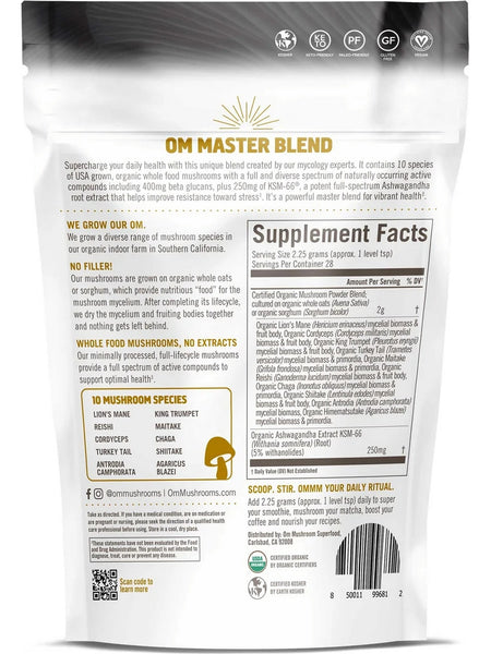 Om Mushroom Superfood, Master Blend Certified Organic Mushroom Powder + Botanicals, 2.22 oz