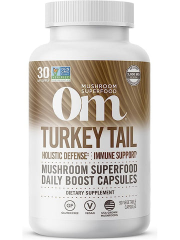 Om Mushroom Superfood, Turkey Tail Mushroom Superfood Daily Boost Capsules, 90 Vegetable Capsules