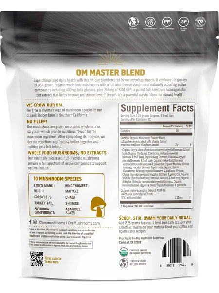 Om Mushroom Superfood, Master Blend Certified Organic Mushroom Powder + Botanicals, 6.34 oz