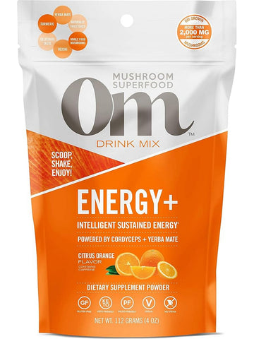 Om Mushroom Superfood, Energy + Intelligent Sustained Energy, Citrus Orange Flavor, 4 oz