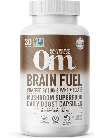 Om Mushroom Superfood, Brain Fuel Mushroom Superfood Daily Boost Capsules, 90 Vegetable Capsules