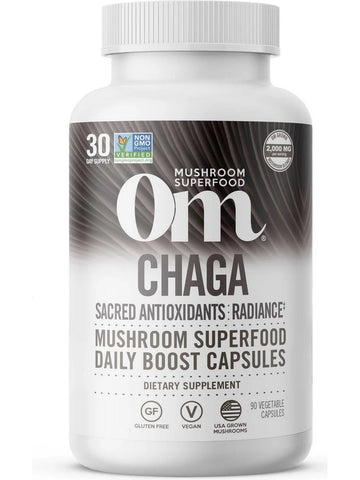 Om Mushroom Superfood, Chaga Mushroom Superfood Daily Boost Capsules, 90 Vegetable Capsules