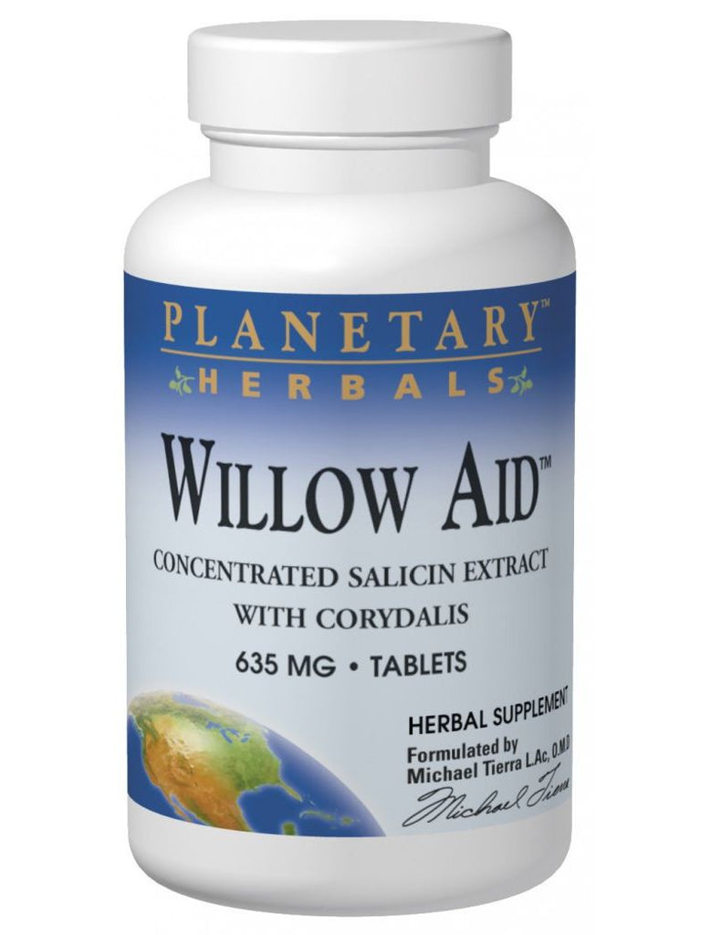 Planetary Herbals, Willow Aid Std 7.5% Salicin, 60 ct