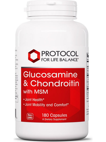 Protocol For Life Balance, Glucosamine & Chondroitin with MSM, 180 Veg Capsules
