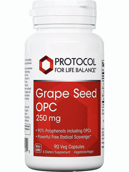 Protocol For Life Balance, Grape Seed OPC, 250 mg, 90 Veg Capsules