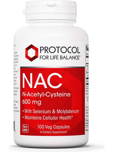 Protocol For Life Balance, NAC (N-Acetyl Cysteine), 600 mg, 100 Veg Capsules