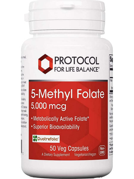 Protocol For Life Balance, 5-Methyl Folate, 5,000 mcg, 50 Veg Capsules