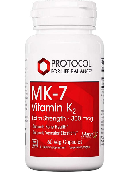 Protocol For Life Balance, MK-7 Vitamin K2, 300 mcg, 60 Veg Capsules