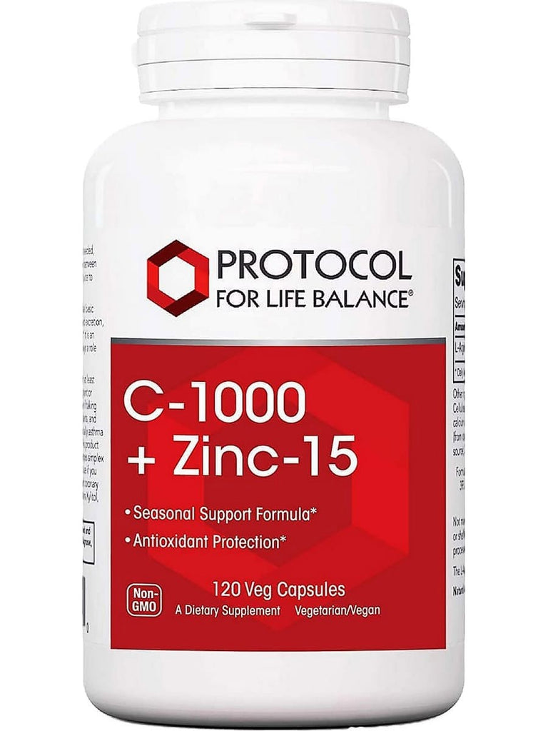 Protocol For Life Balance, C-1000 + Zinc-15, 120 Veg Capsules